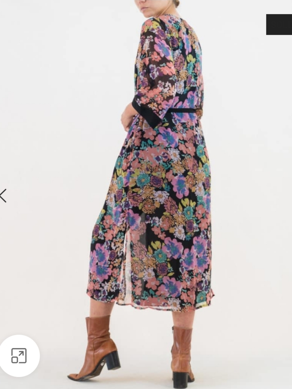 Anthropologie If By Sea NWT Penolope Floral Long Kimono Duster Black Trim Large - Picture 4 of 10